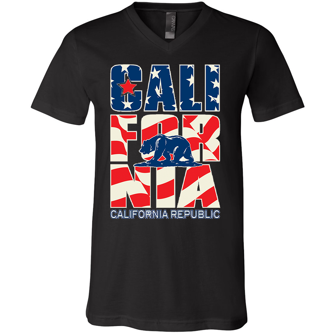 California Republic USA Flag Asst Colors V-Neck