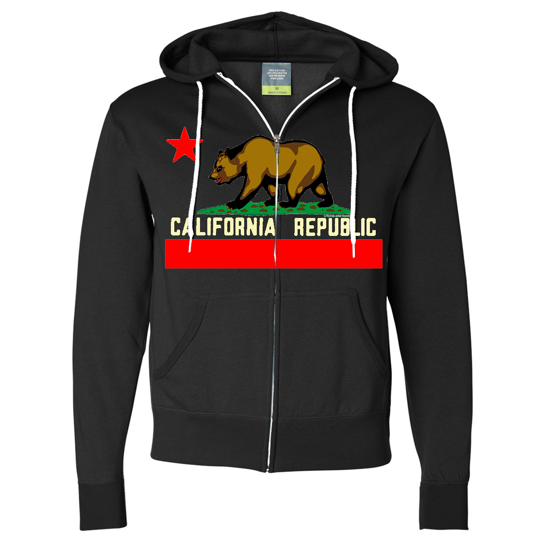 California State Flag Borderless Zip-Up Hoodie