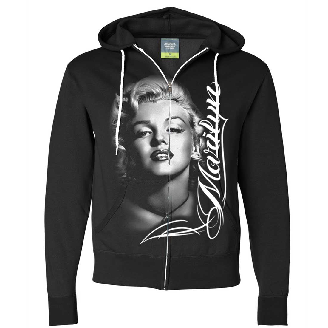 Marilyn Monroe Portrait Signature Zip-Up Hoodie