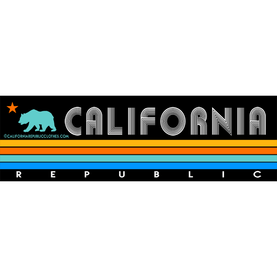 California Republic Vintage Stripe Bumper Sticker Decal