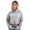 Los Angeles Circle Print Cropped Hoodie Grey