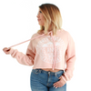 Los Angeles Circle Print Cropped Hoodie Peach