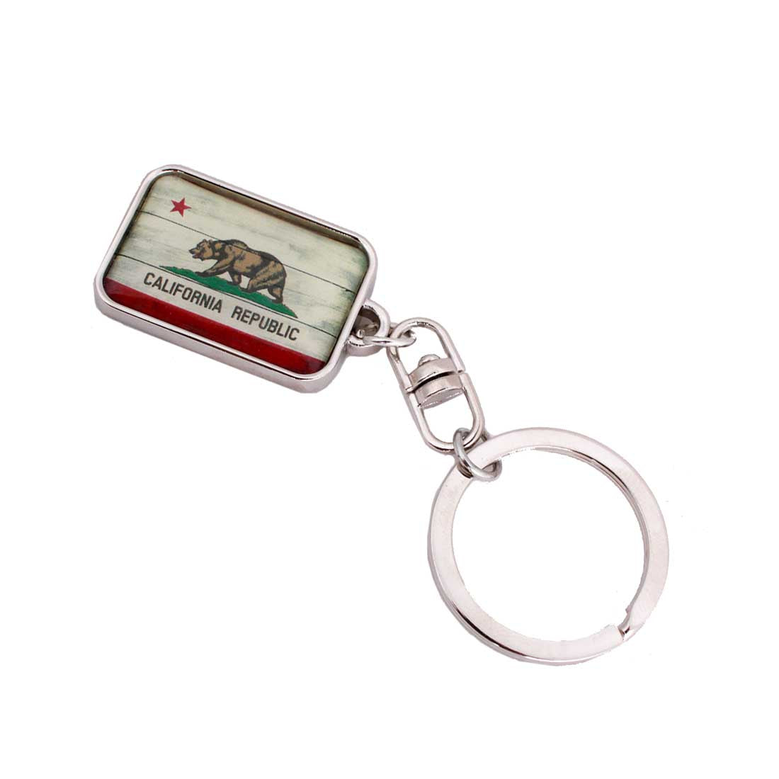 California Republic Flag Silver Keychain