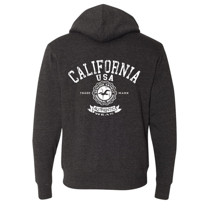 California Vintage Genuine Article Premium Unisex French Terry Full-Zip Sweatshirt - Heathered Charcoal