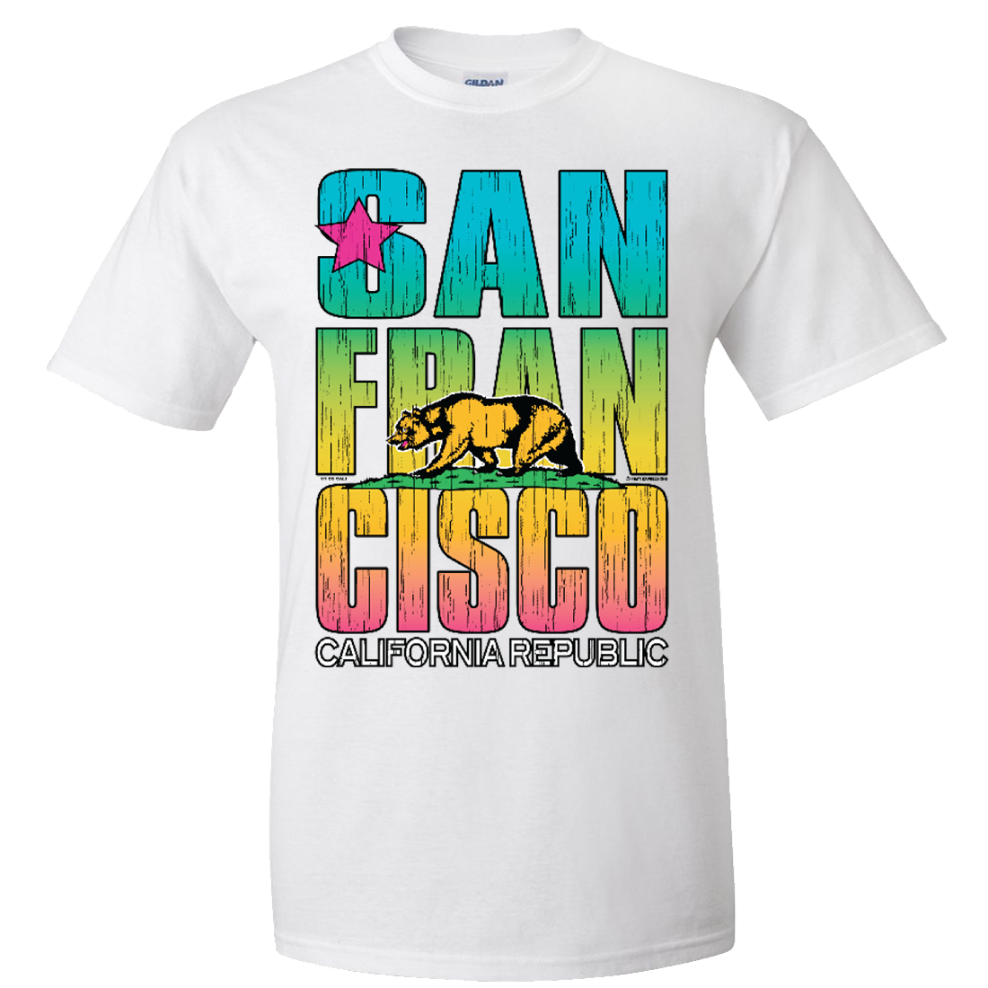 San Francisco California Neon Rainbow Asst Colors T-shirt/tee - California  Republic Clothes